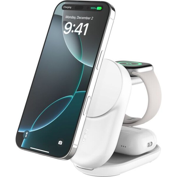 Belkin-UltraCharge-Qi2-25W-3v1-MagSafe-nabijecka-pro-iPhone-Apple-Watch-AirPods-bila