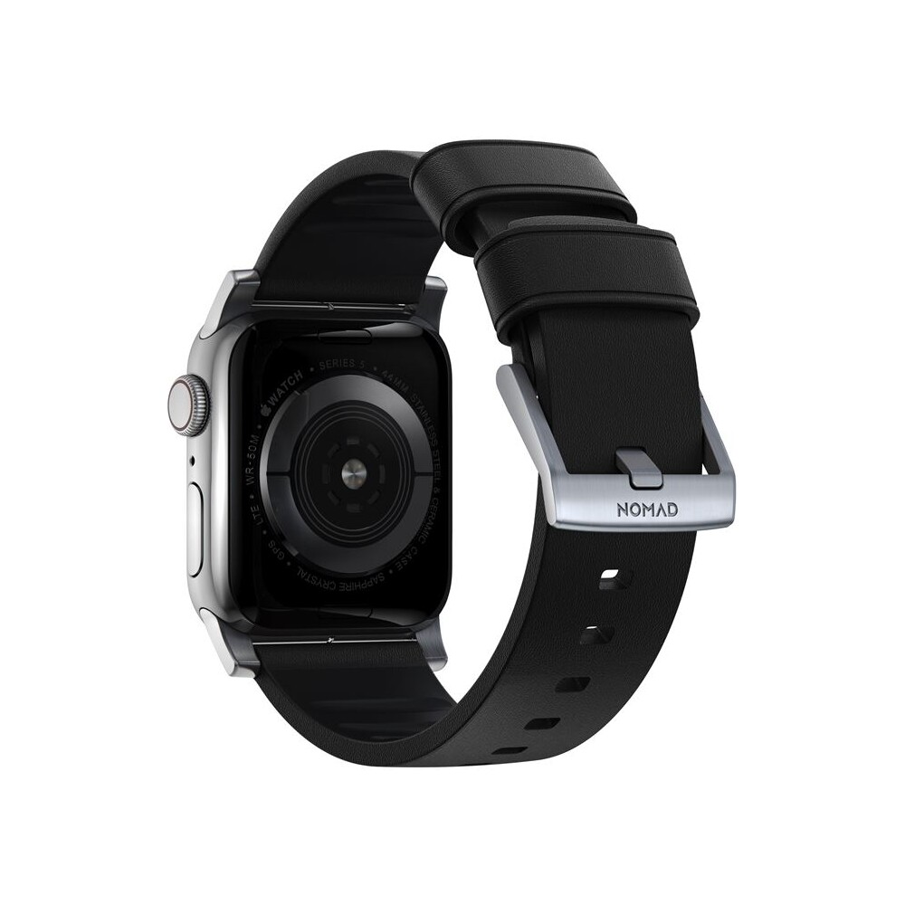 Nomad-Active-Strap-Pro-hydrofobni-kozeny-reminek-Apple-Watch-49-45-44-42mm-cerny-stribrny