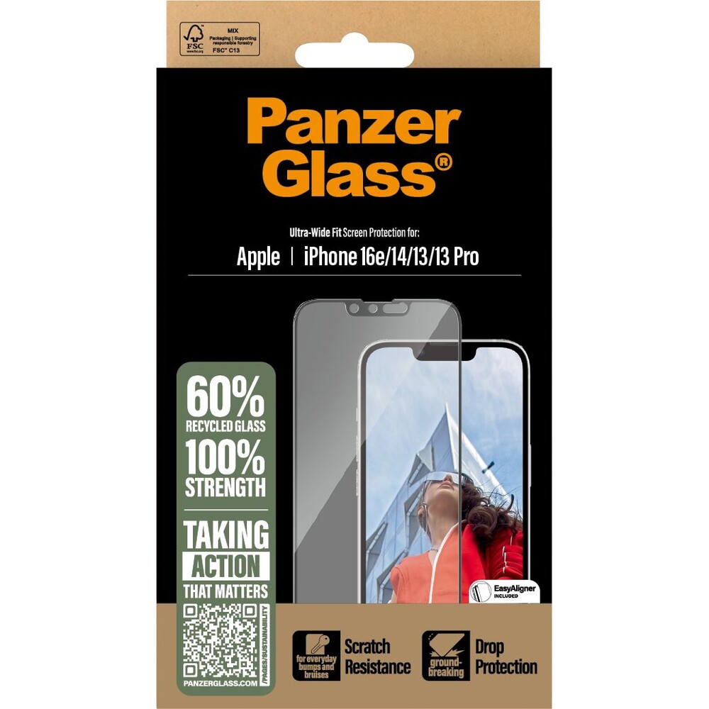 PanzerGlass-Ultra-Wide-Fit-sklo-Apple-iPhone-17e-16e-14-13-13-Pro-s-instalacnim-rameckem