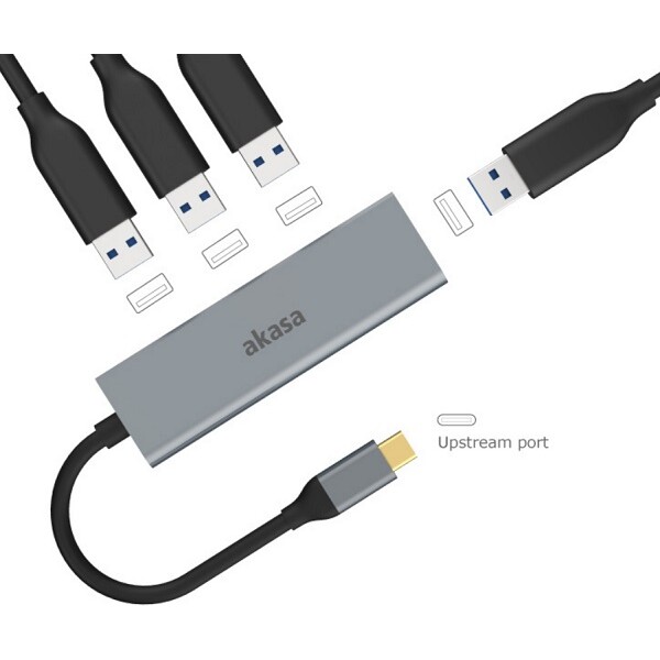 Akasa-hub-USB-Type-C-4x-USB-3-0-18cm