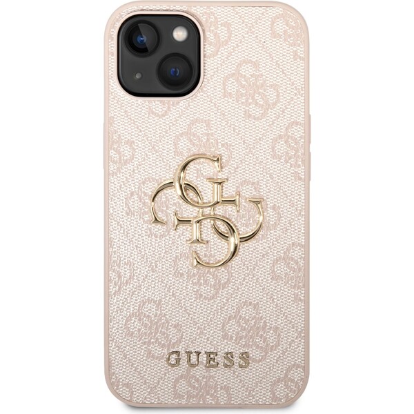 Guess-PU-4G-Metal-Logo-kryt-iPhone-14-ruzovy
