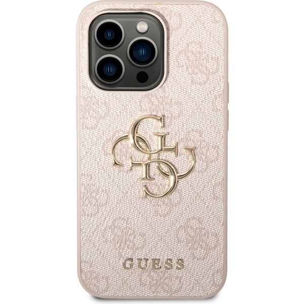 Guess-PU-4G-Metal-Logo-kryt-iPhone-14-Pro-Max-ruzovy