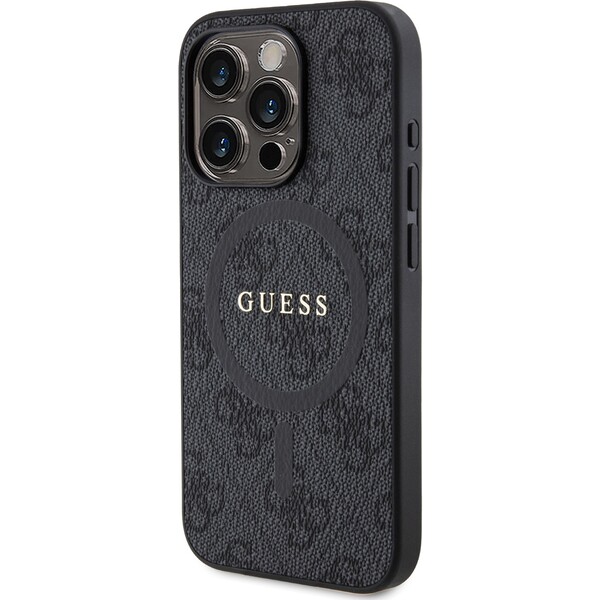 Guess-PU-Leather-4G-Colored-Ring-MagSafe-kryt-iPhone-15-Pro-cerny
