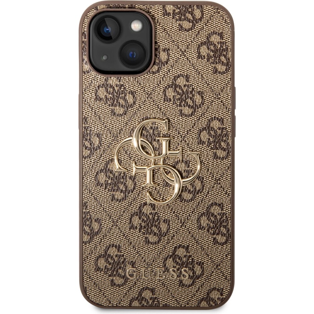 Guess-PU-4G-Metal-Logo-kryt-iPhone-14-hnedy