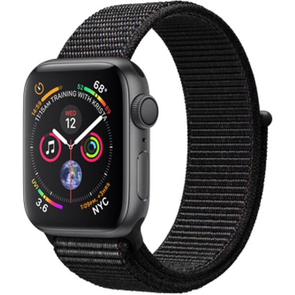 Apple Watch Series 4 40mm vesmírně šedý hliník s černým provlékacím  sportovním řemínkem