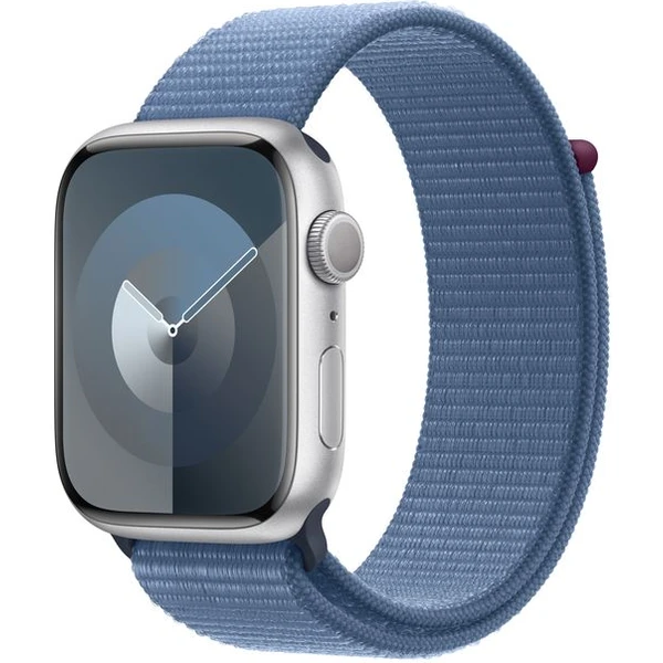 Apple Watch Series 9 45mm Stříbrný hliník s ledově modrým provlékacím řemínkem - Chytré hodinky - Hlavní obrázek