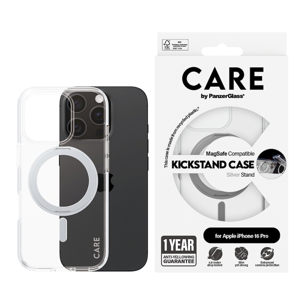 PanzerGlass-CARE-kryt-Apple-iPhone-16-Pro-MagSafe-KickStand-ciry-sedy