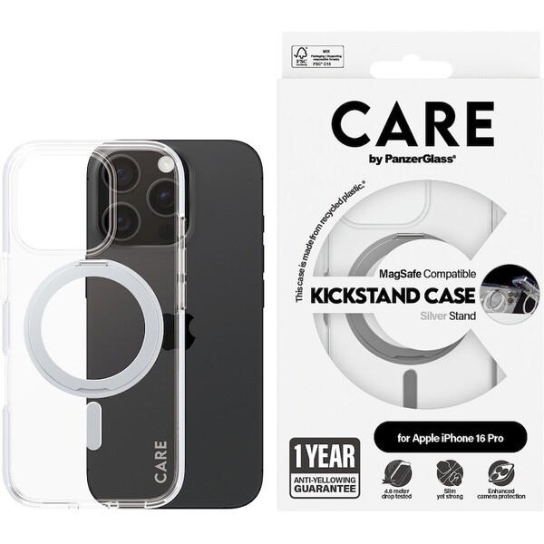 PanzerGlass-CARE-kryt-Apple-iPhone-16-Pro-MagSafe-KickStand-ciry-sedy