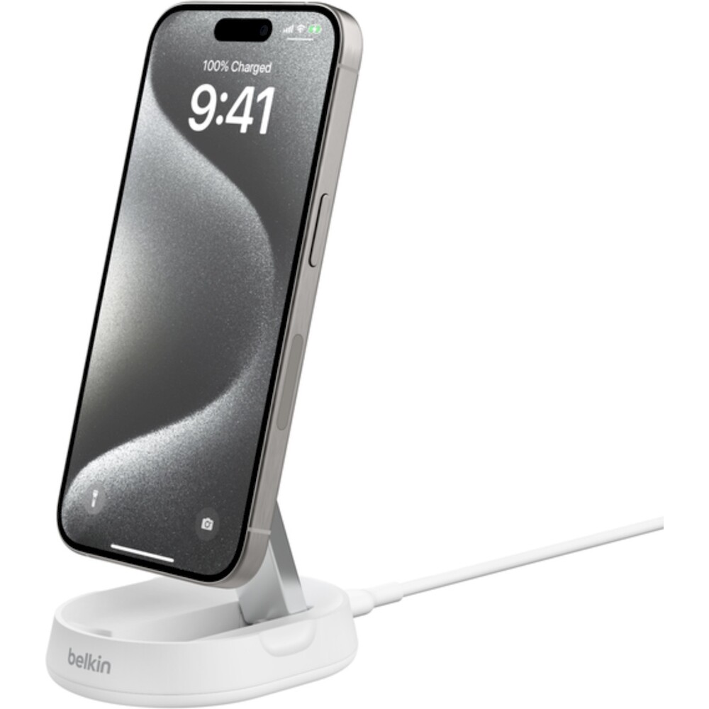 Belkin-BOOST-CHARGE-PRO-Qi2-MagSafe-nabijecka-15W-bez-adapteru-bila