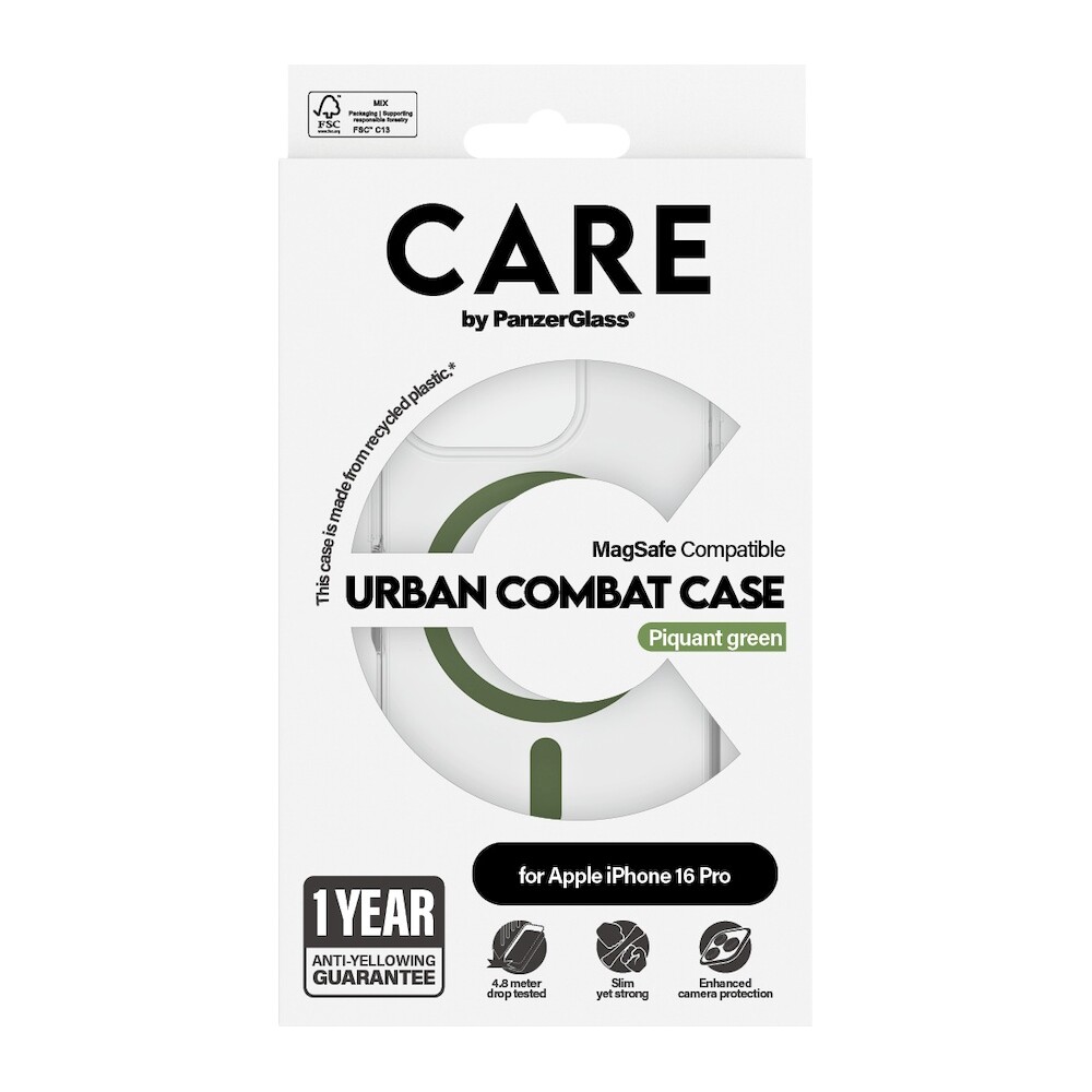 PanzerGlass-CARE-kryt-Apple-iPhone-16-Pro-MagSafe-Urban-Combat-ciry-zeleny
