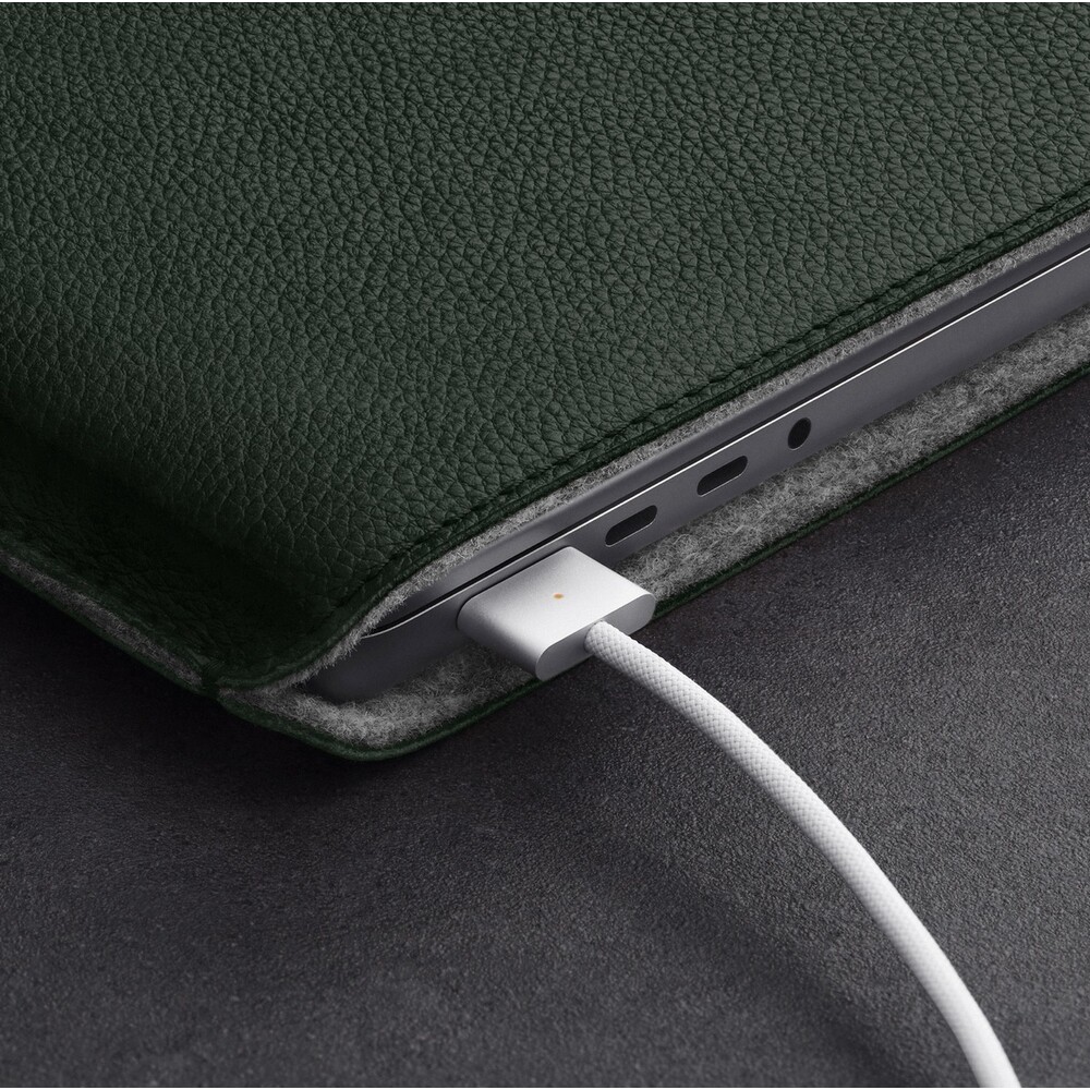 Woolnut-kozene-Sleeve-pouzdro-pro-14-MacBook-Pro-tmave-zelene