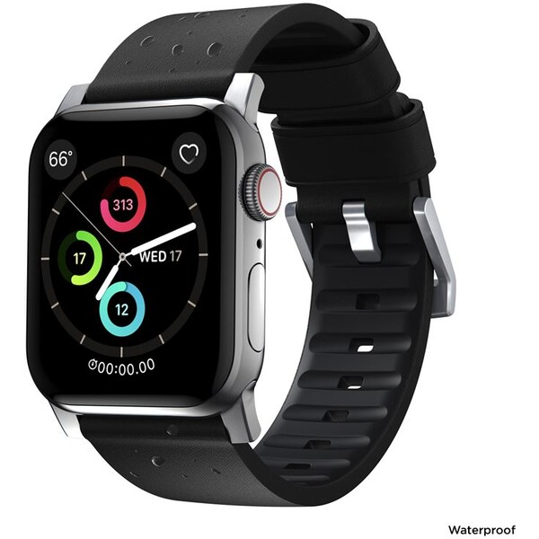 Nomad-Active-Strap-Pro-hydrofobni-kozeny-reminek-Apple-Watch-49-45-44-42mm-cerny-stribrny