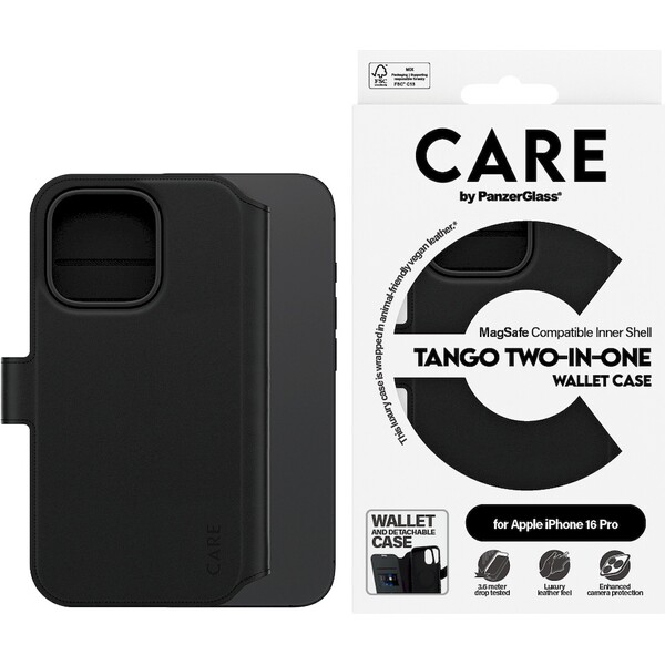 PanzerGlass-CARE-pouzdro-Apple-iPhone-16-Pro-MagSafe-Wallet-2v1-cerny