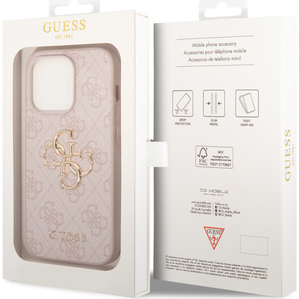 Guess-PU-4G-Metal-Logo-kryt-iPhone-15-Pro-Max-ruzovy