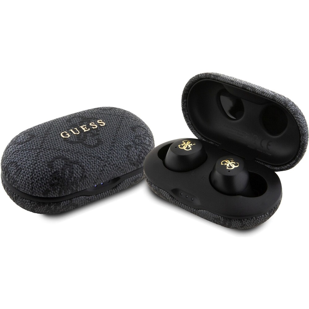 Guess-True-Wireless-4G-PU-Metal-Logo-BT5-3-Stereo-Earphones-cerne