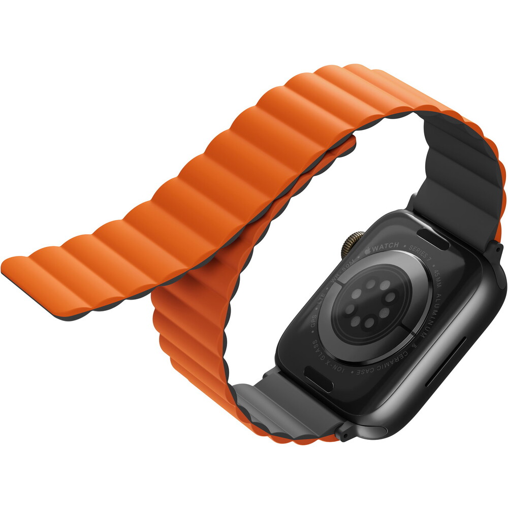 UNIQ-Revix-oboustranny-reminek-pro-Apple-Watch-49-46-45-44-42mm-Charcoal-sedy-oranzovy-