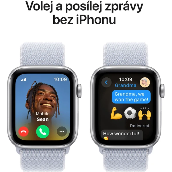 Apple Watch SE (2024) Cellular 40mm Stříbrný hliník s oblačně modrým provlékacím řemínkem - Chytré hodinky - Obrázek YEQ7000K01