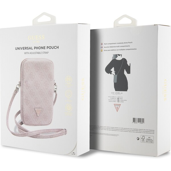 Guess-PU-4G-Triangle-Logo-Wallet-Phone-Bag-Zipper-ruzovy