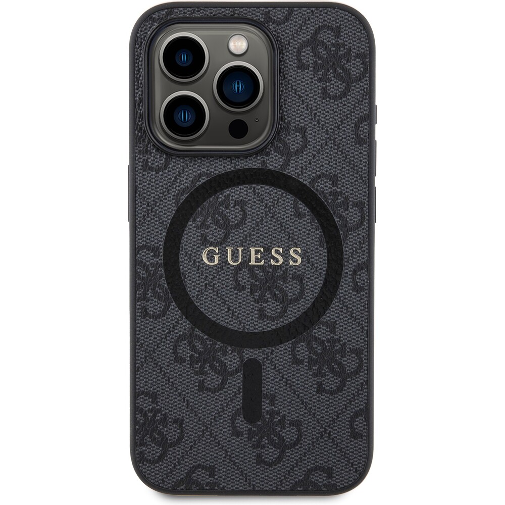 Guess-PU-Leather-4G-Colored-Ring-MagSafe-kryt-iPhone-15-Pro-cerny