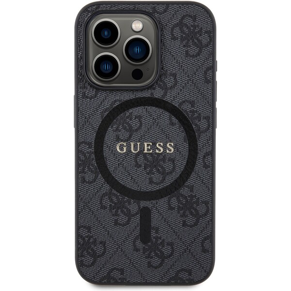 Guess-PU-Leather-4G-Colored-Ring-MagSafe-kryt-iPhone-15-Pro-cerny