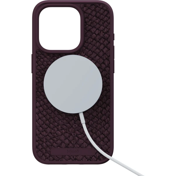 NJORD Salmon Leather Magsafe kryt iPhone 15 Pro vínový - Pouzdra - Obrázek YK19000601