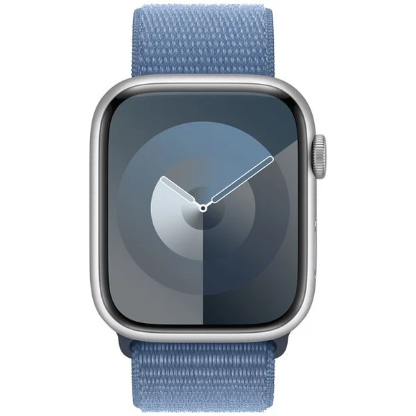Apple Watch Series 9 45mm Stříbrný hliník s ledově modrým provlékacím řemínkem - Chytré hodinky - Obrázek YNX5000701