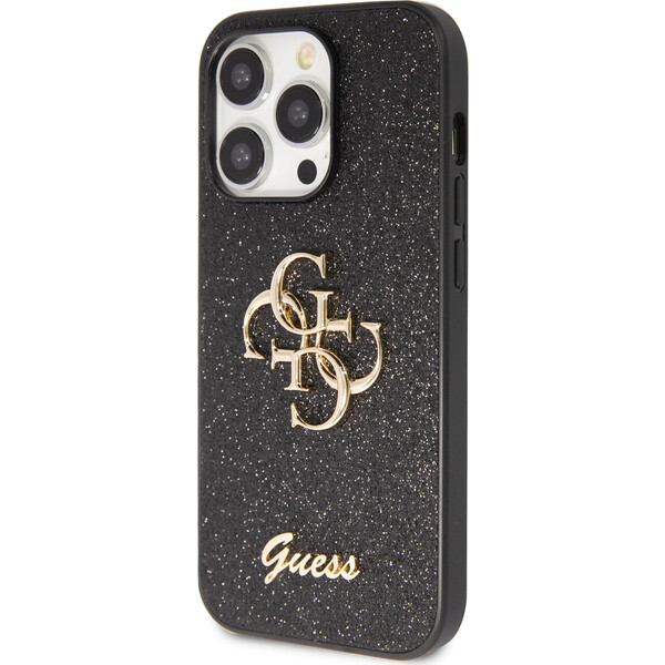 Guess-PU-Fixed-Glitter-4G-Metal-Logo-kryt-iPhone-15-Pro-Max-cerny