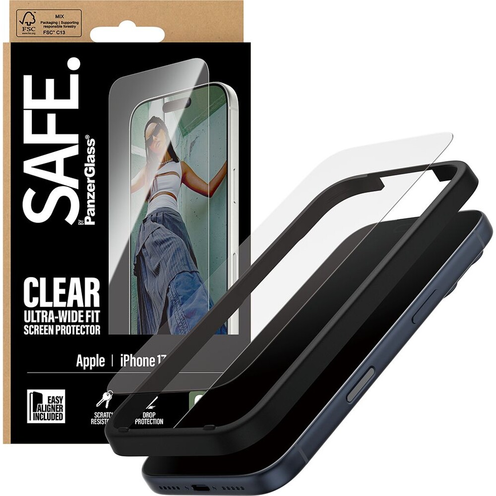 PanzerGlass-SAFE-Ultra-Wide-Fit-sklo-Apple-iPhone-17-Pro-s-instalacnim-rameckem