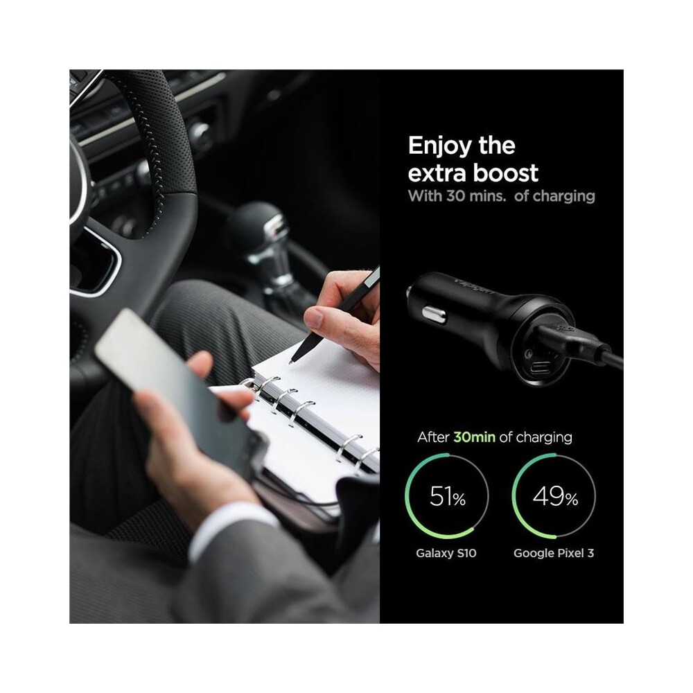 Spigen-Car-Charger-F31QC-USB-C-nabijecka-do-auta-PD-QC-48W-cerna