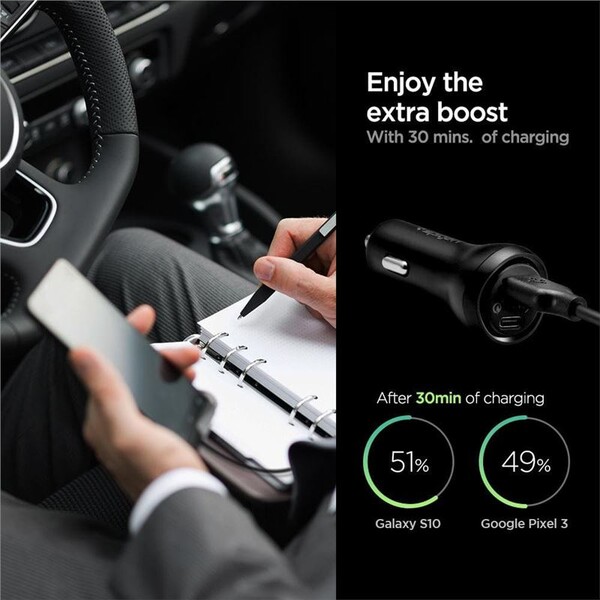 Spigen-Car-Charger-F31QC-USB-C-nabijecka-do-auta-PD-QC-48W-cerna