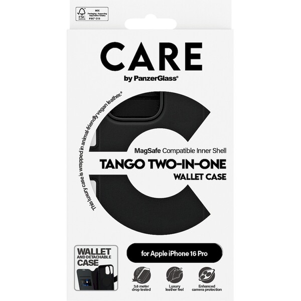 PanzerGlass-CARE-pouzdro-Apple-iPhone-16-Pro-MagSafe-Wallet-2v1-cerny