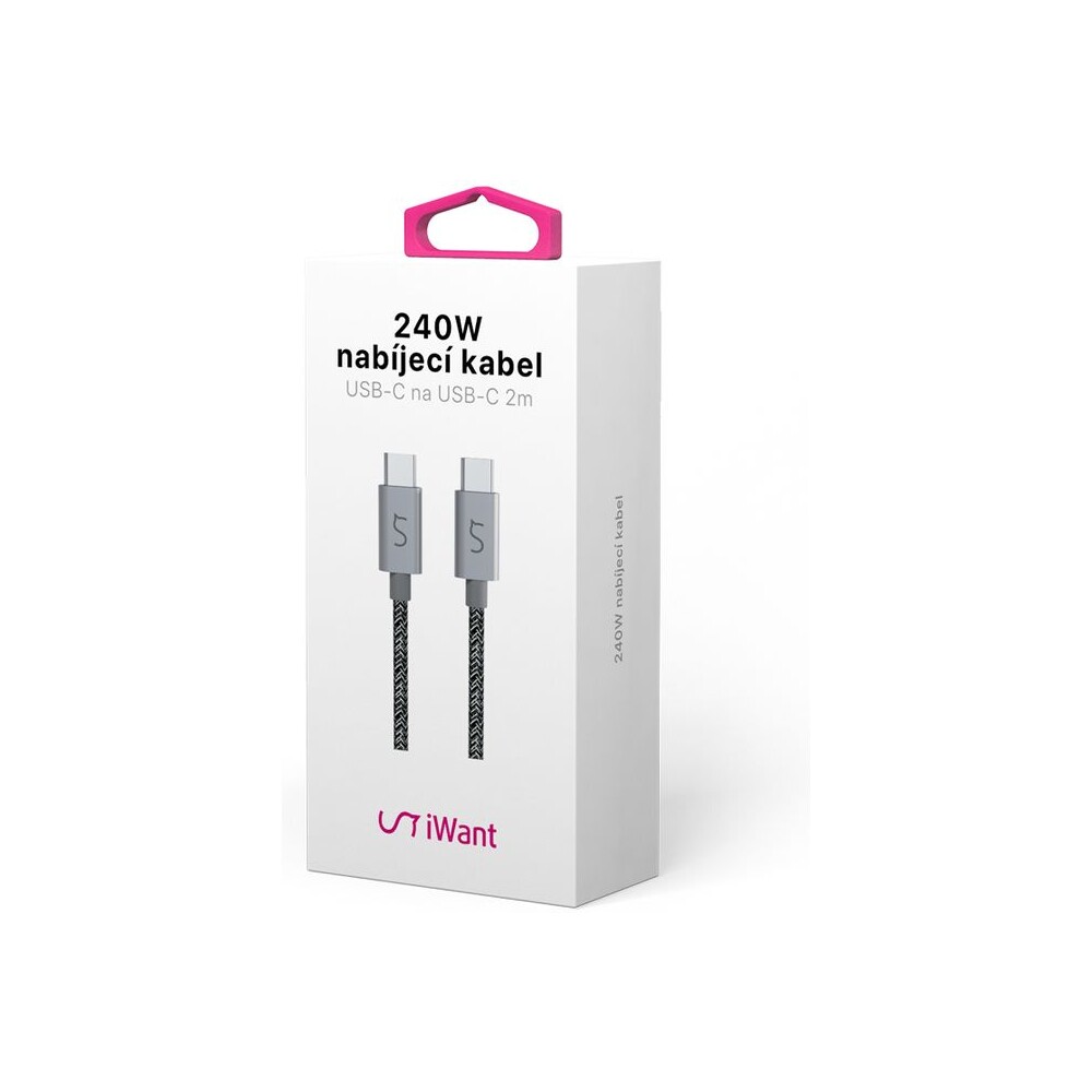 iWant-USB-C-USB-C-napajeci-kabel-240W-2m-vesmirne-sedy