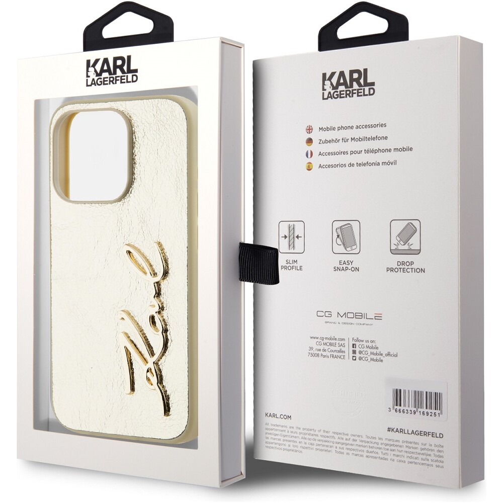 Karl-Lagerfeld-Wrinkled-PU-Signature-Logo-zadni-kryt-iPhone-15-Pro-Max-zlaty