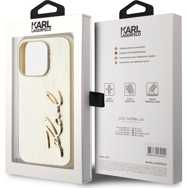Karl-Lagerfeld-Wrinkled-PU-Signature-Logo-zadni-kryt-iPhone-15-Pro-Max-zlaty