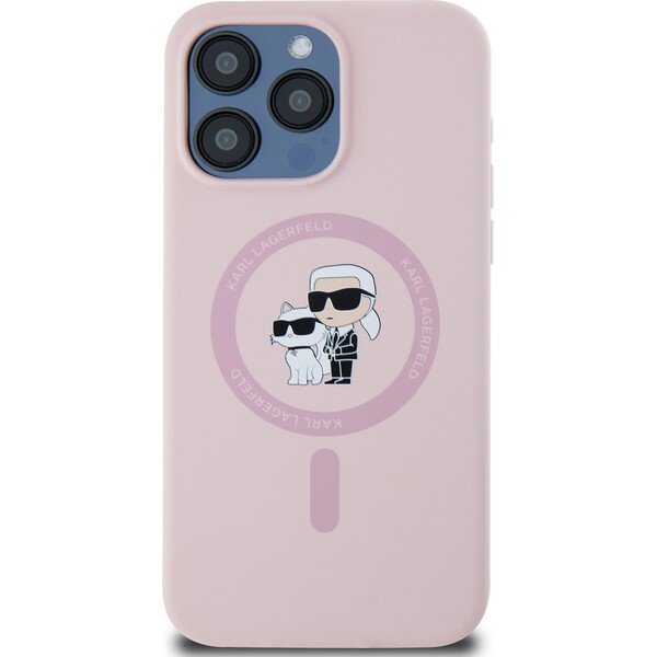 Karl-Lagerfeld-Liquid-Silicone-Karl-and-Choupette-Magsafe-zadni-kryt-iPhone-15-Pro-ruzovy