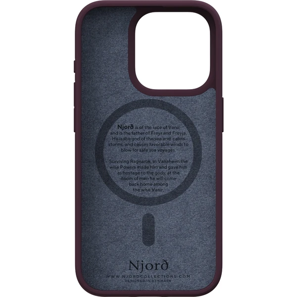 NJORD Salmon Leather Magsafe kryt iPhone 15 Pro vínový - Pouzdra - Obrázek ZK19000601