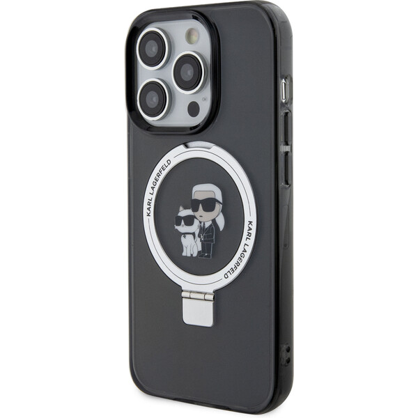Karl-Lagerfeld-Ringstand-Karl-and-Choupette-MagSafe-Kryt-iPhone-15-Pro-Max-cerny