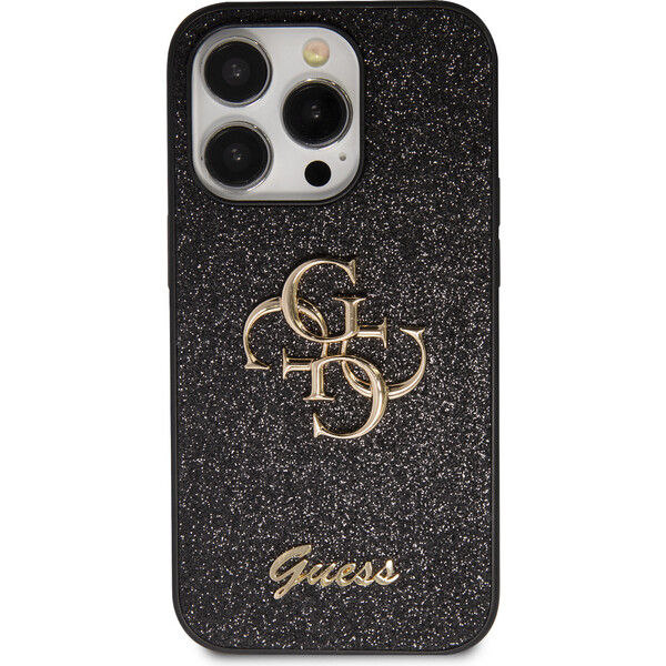 Guess-PU-Fixed-Glitter-4G-Metal-Logo-kryt-iPhone-15-Pro-Max-cerny