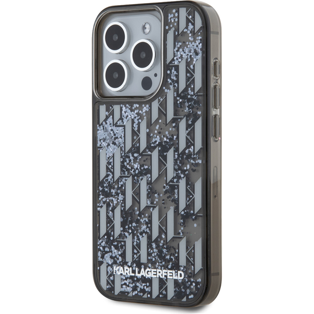 Karl-Lagerfeld-Liquid-Glitter-Monogram-Gradient-zadni-kryt-pro-iPhone-15-Pro-Max-cerny