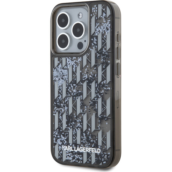 Karl-Lagerfeld-Liquid-Glitter-Monogram-Gradient-zadni-kryt-pro-iPhone-15-Pro-Max-cerny