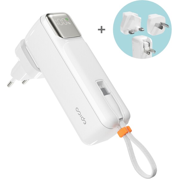 Epico-UltraPack-2v1-5000mAh-cestovni-powerbanka-a-sitovy-adapter-bila