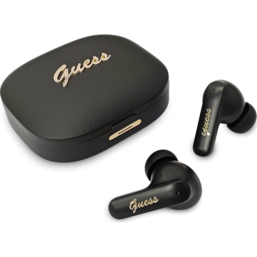 Guess-PU-Metal-Logo-TWS-bezdratova-sluchatka-cerna