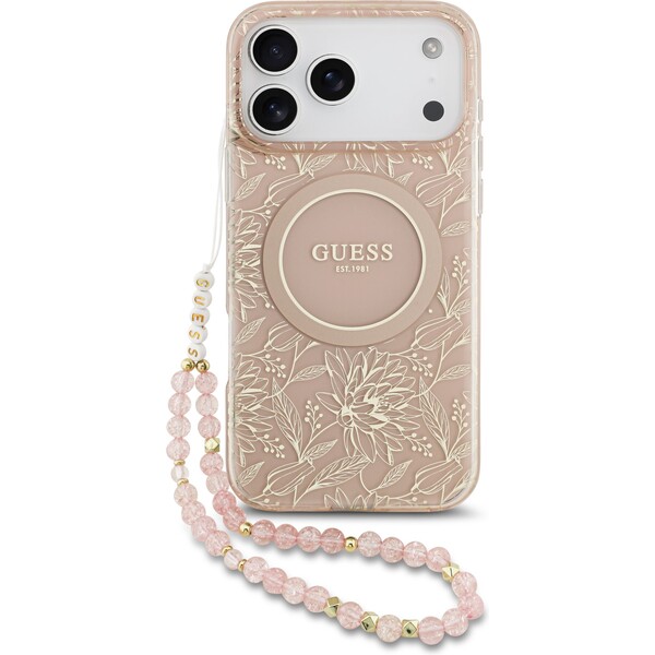 Guess-IML-Flowers-Allover-Strap-MagSafe-kryt-iPhone-17-Pro-Max-ruzovy