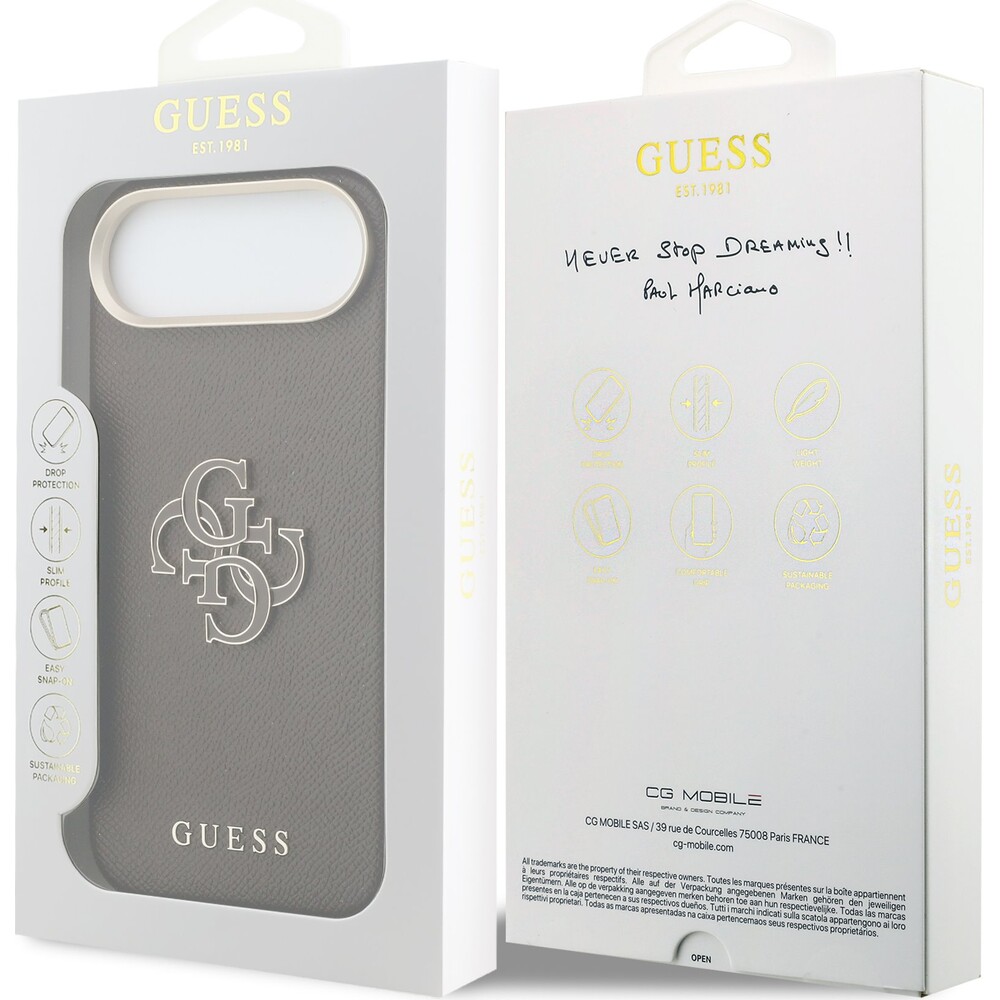 Guess-PU-Resin-Logo-kryt-iPhone-Air-hnedy