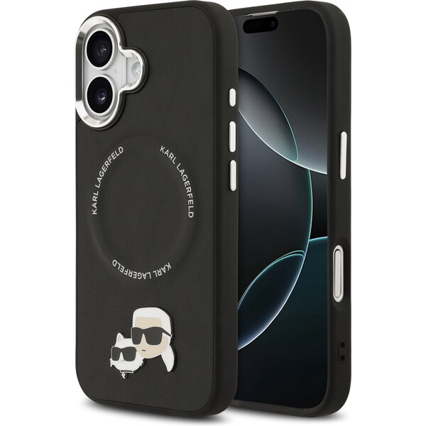 Karl-Lagerfeld-PU-Karl-and-Choupette-Heads-Pins-MagSafe-kryt-iPhone-17-cerny