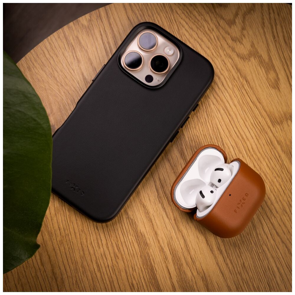 FIXED-PodsLeather-kozene-pouzdro-pro-Apple-AirPods-4-hnede