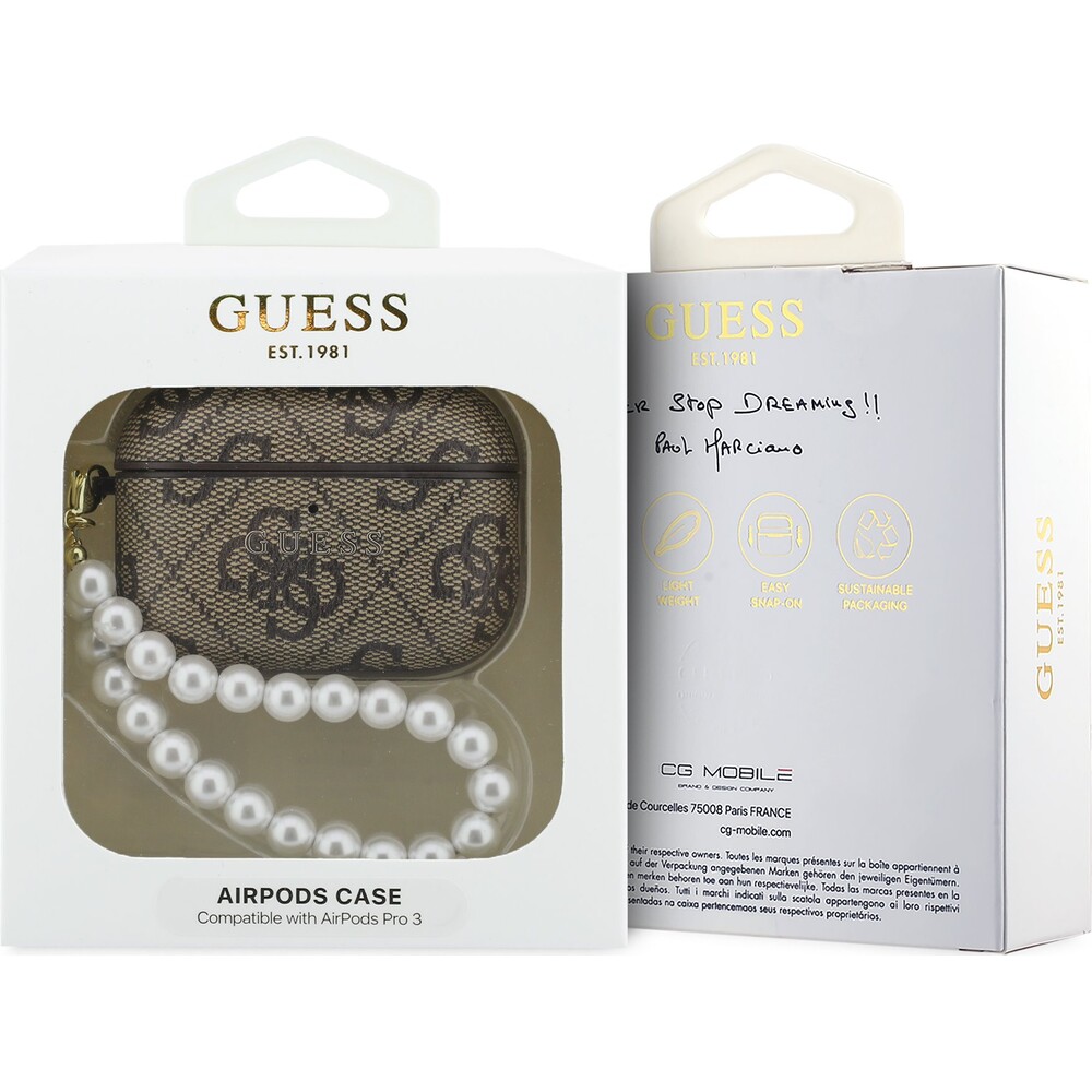 Guess-PU-4G-Classic-Logo-Pearl-Strap-pouzdro-AirPods-Pro-3-hnede