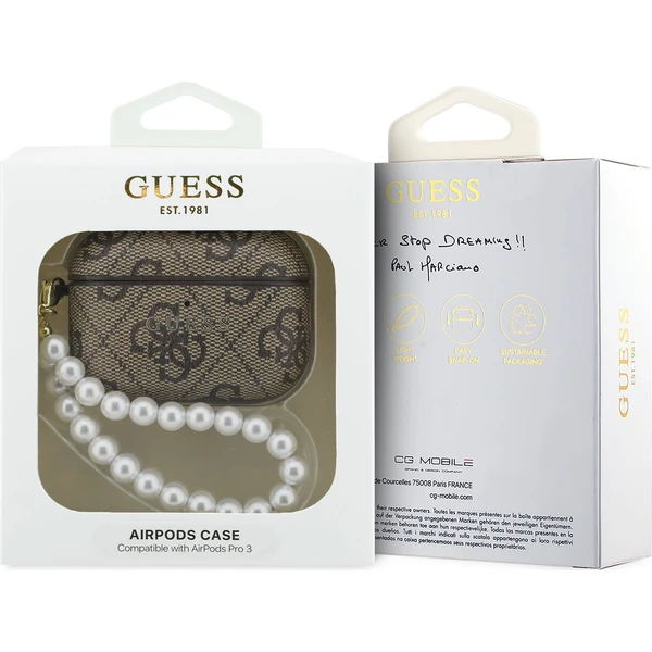 Guess-PU-4G-Classic-Logo-Pearl-Strap-pouzdro-AirPods-Pro-3-hnede