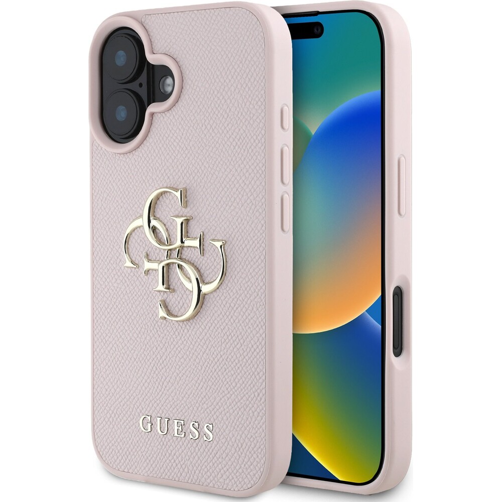 Guess-PU-Grained-4G-Metal-Logo-kryt-iPhone-16-ruzovy
