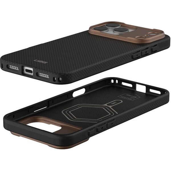 UAG-Fibr-Armr-MagSafe-kryt-iPhone-17-Pro-Max-kevlar-cerny-bronzovy